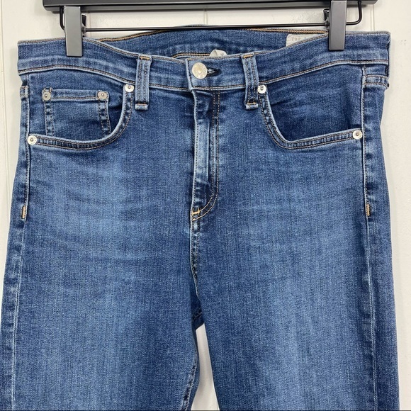 Rag & Bone Flare High Rise Jeans Raw Hem Medium Wash Jeans - Picture 4 of 12